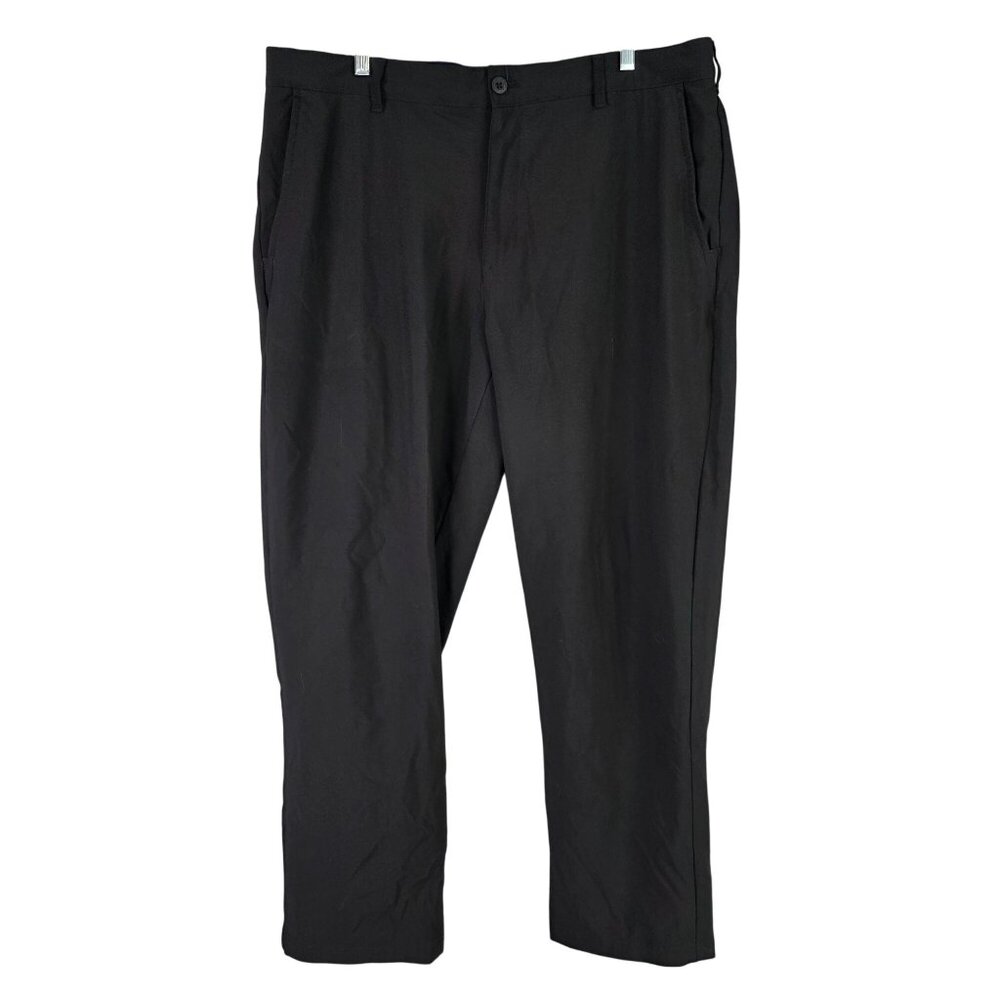 Mens Izod Golf Black Flat Front Straight Leg Pants Polyamide Stretch Size 36X30